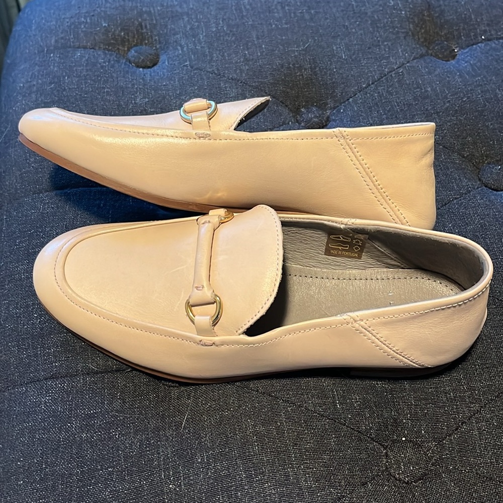 H London Cream colored genuine leather fold down loafers size 36